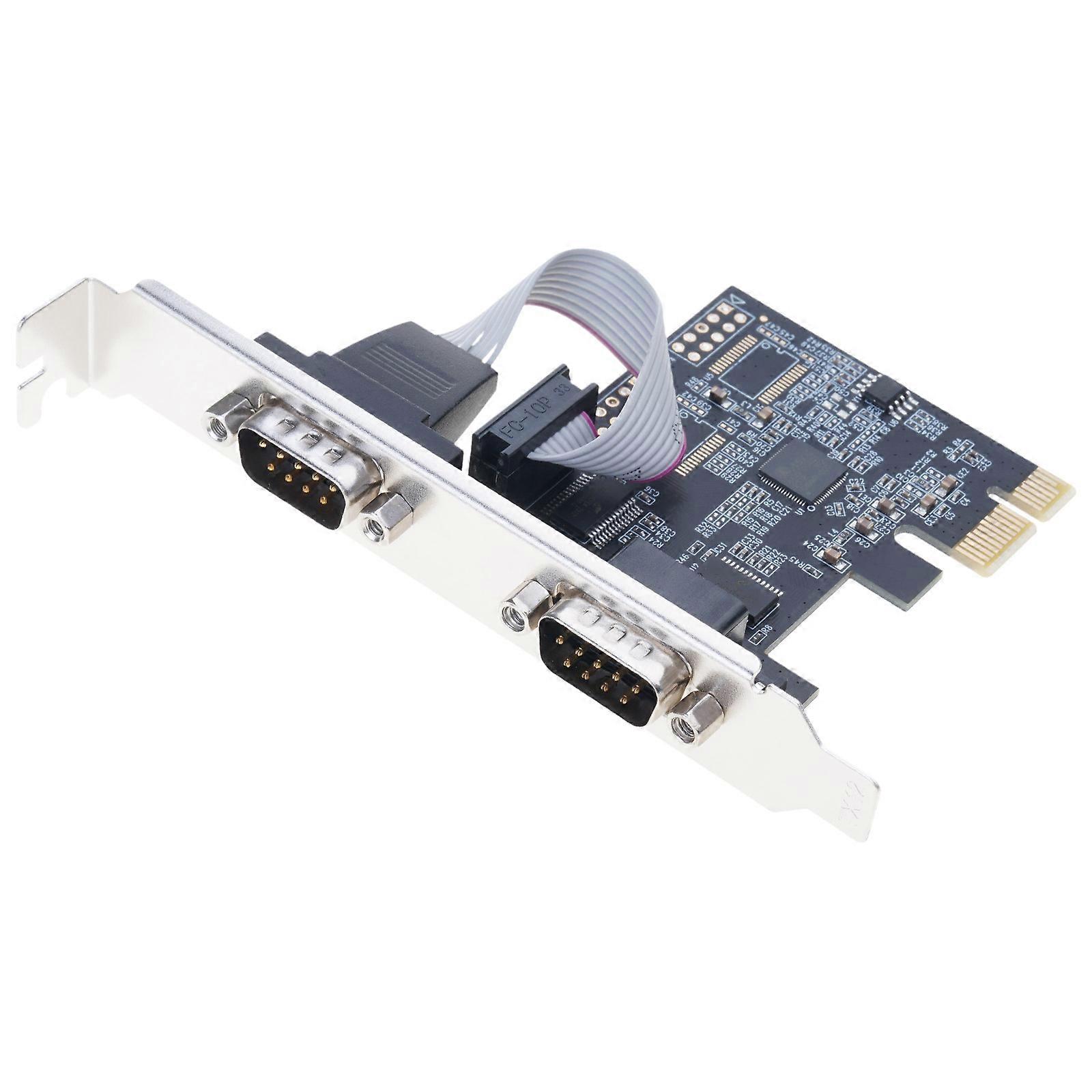Double Port PCIExpress Serial Adapter Card RS232 COM Port Compatibles Multiple Operating Systems Multicolor