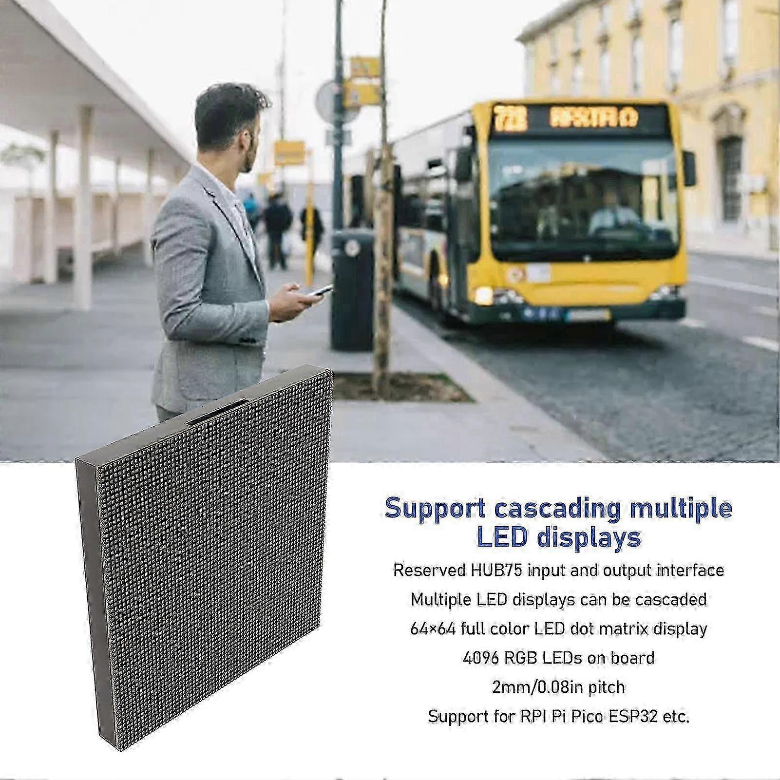 RGB Full Color LED Matrix Panel 64x64 4096 Dots 2mm Pitch Adjustable Brightness LED Dot Matrix Display