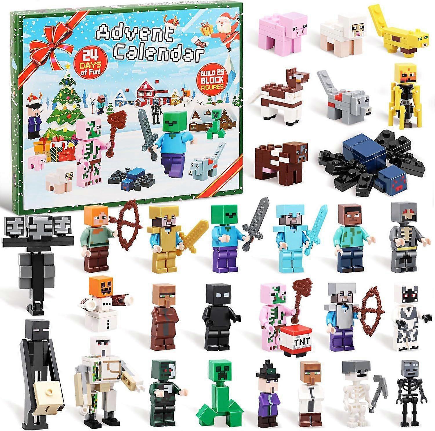 Advent Calendar 2024 Minecraft, 24 Days Toy Figures Building Blocks Countdown Calendar, Boys Advent Calendar Surprise Gift YC