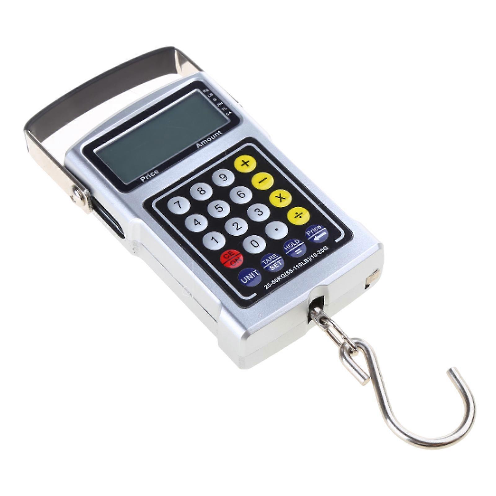 Multifunction Scale with Hook Measruing Tape/Thermometer/Strip/Calculator/Price/Clock for Household Industrial Portable Multicolor