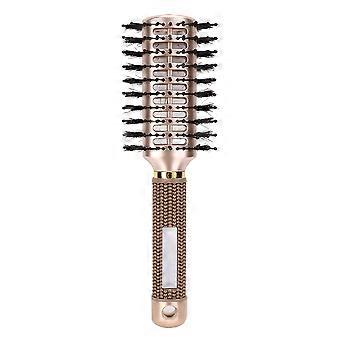 Double Sided Nylon Anti Static Hairdressing Comb Handheld Bristles Hair Styling Comb Gold