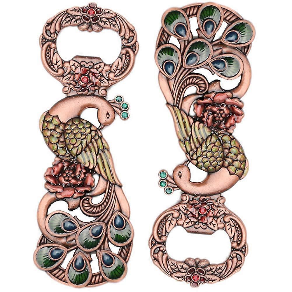Peacock Shaped Bottle Opener Set of 2 for Beer Wine Corkscrew Bar Party Wedding Kitchen