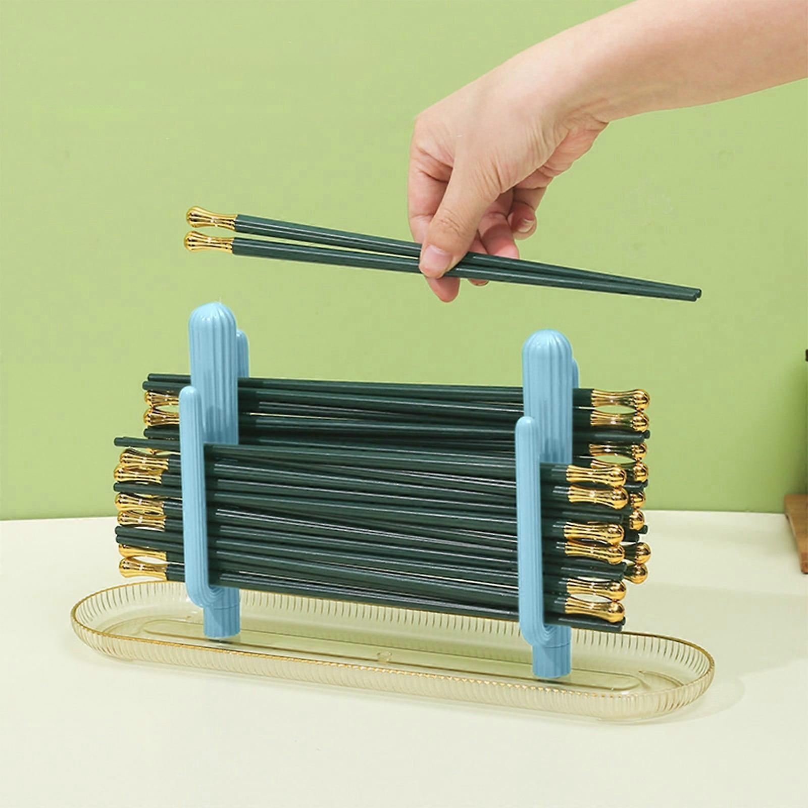 2 Pcs Rinseable Chopstick Organizer, 3.14*6.29*11.81 Inch Cactus Storage Rack, Multi Functional, Easy To Clean, Humidity Protected, Drainage Design,