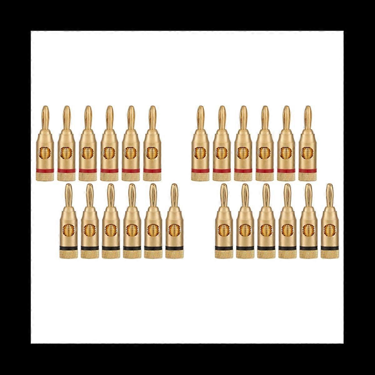 Gold-Plated Banana Plug or Connector (Open Screw Type) (12 Pairs (24 Plugs)) Audio Plug Speaker Wire