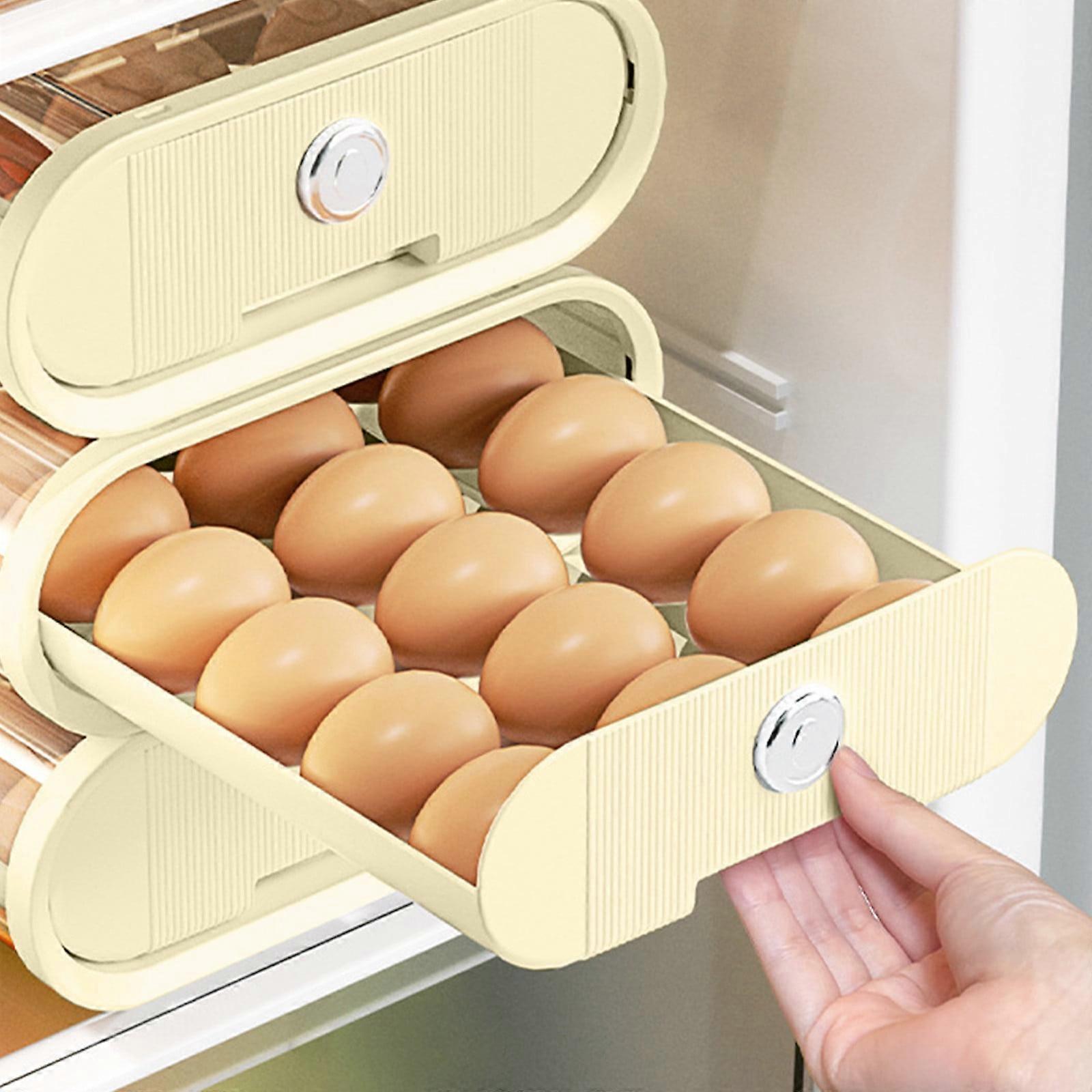 Quinlirra Eggs Storage Racks Compatible with Refrigerator, Clear Large Capacity Egg Holder Drawer, Space Saving & Food Grade