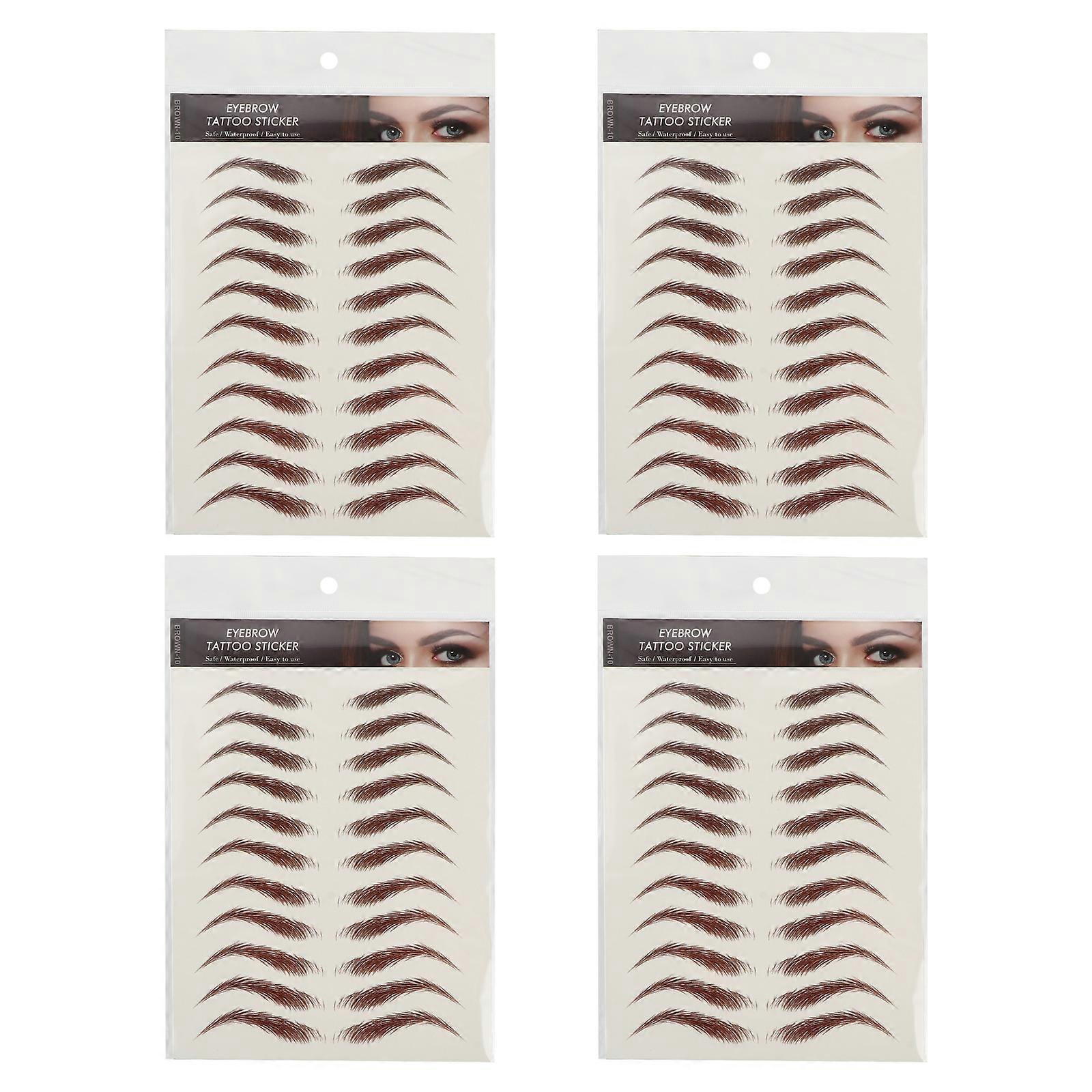 Waterproof False Eyebrows Stickers Temporary Eyebrows 4 Sheets Pack