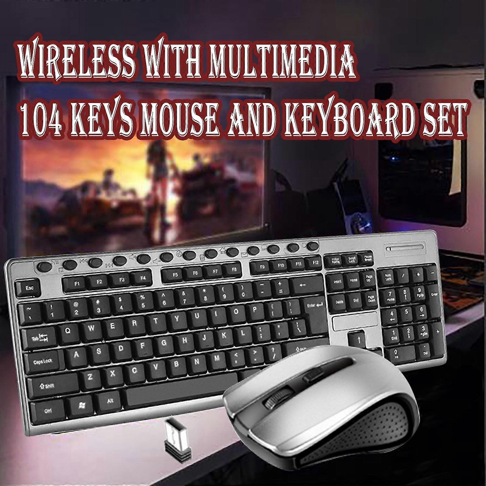 KB6600 Wireless With Multimedia Mouse And Keyboard Set , 2.4G 104 Keys