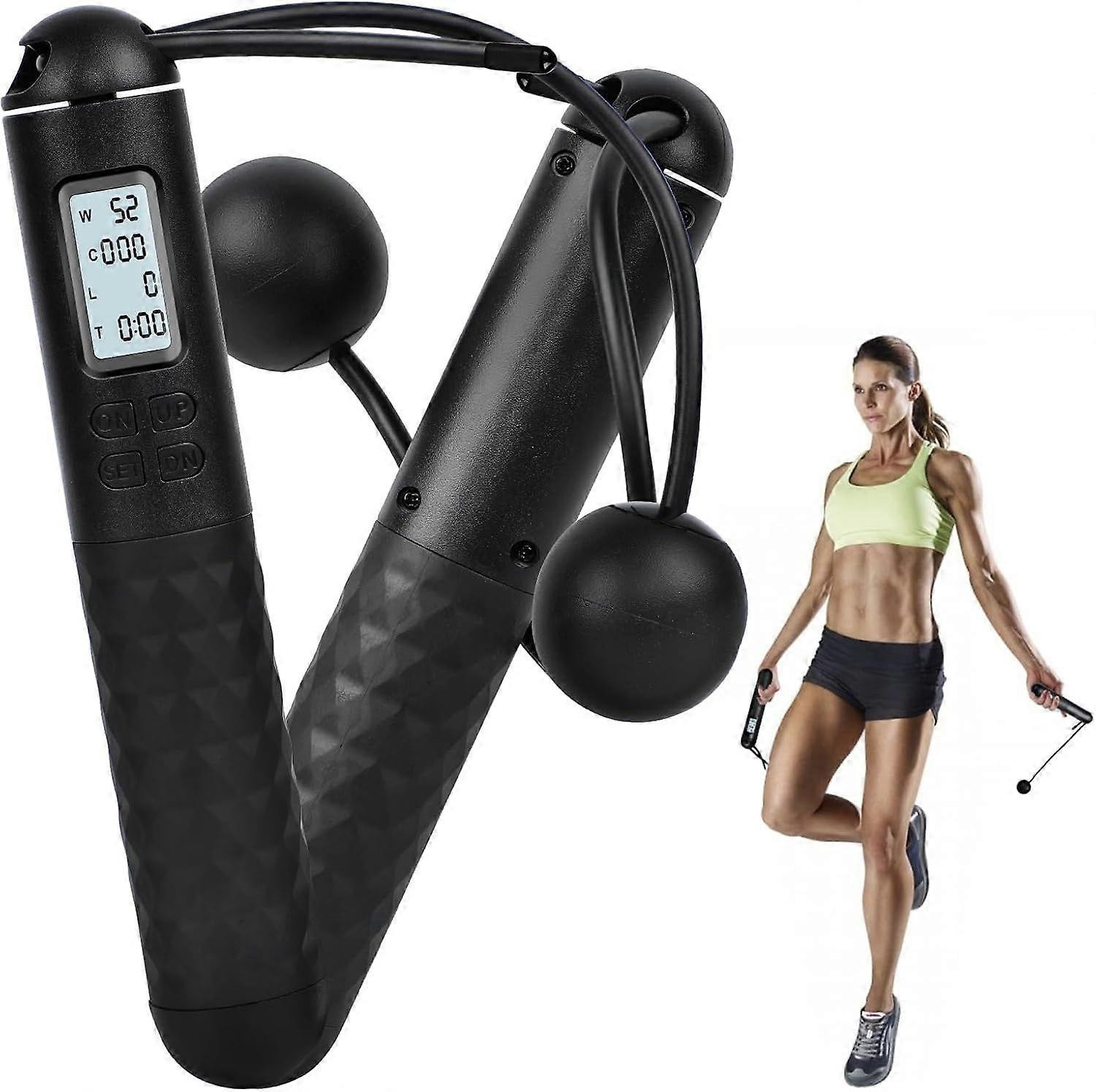 Skipping Rope with Counter, Cordless Jump Rope, Intelligent Timed Weighted Jump Rope