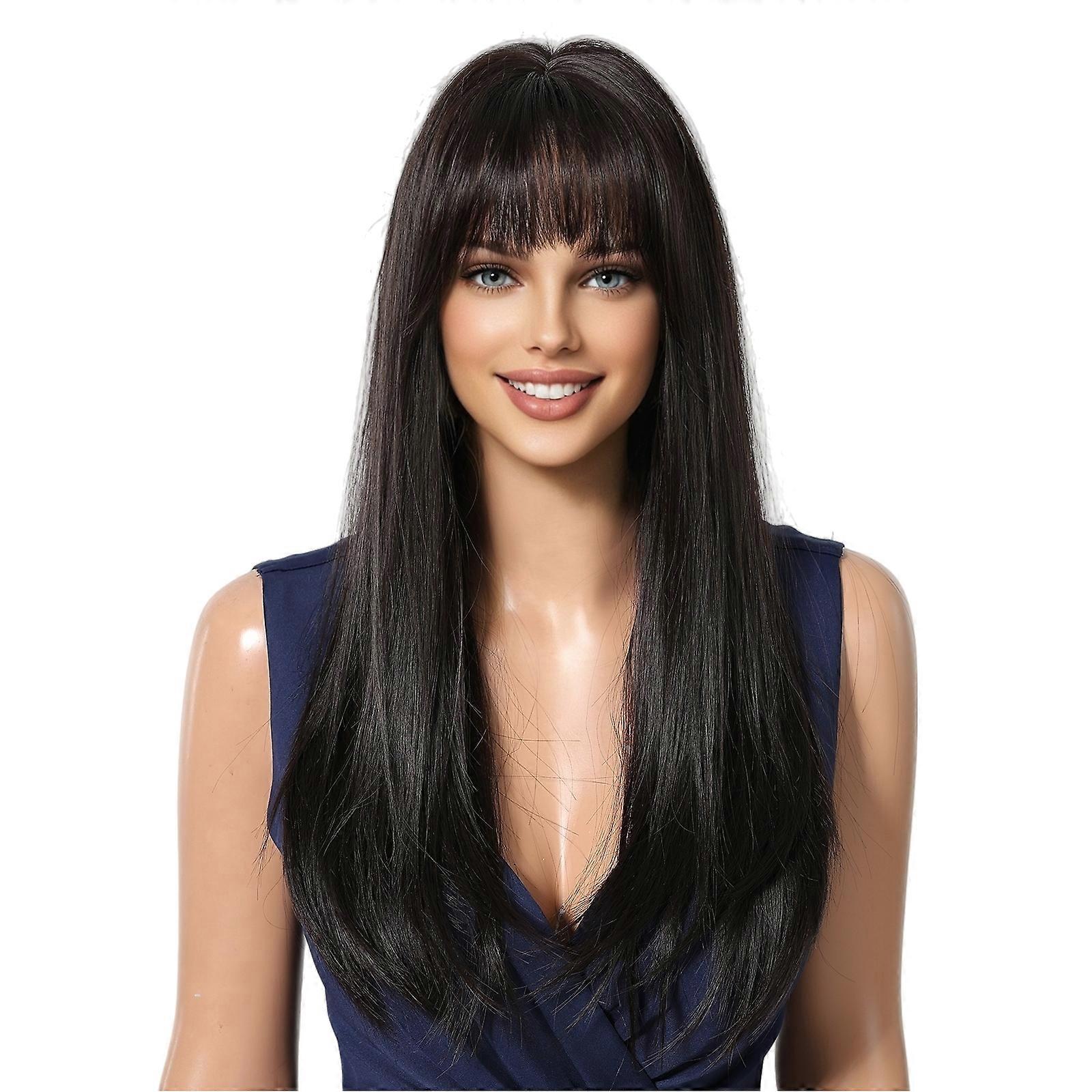 Silky Top Glueless Synthetic Wig - Effortless Black for Daily Wear