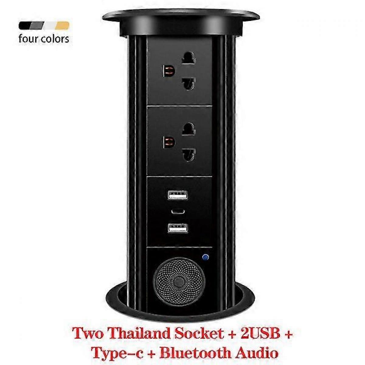 Automatisk Pop Up-kontakt EU FR US Universal Standard Plug Adapter Løft Smart Husholdningsapparat USB Type-C Bluetooth Audio