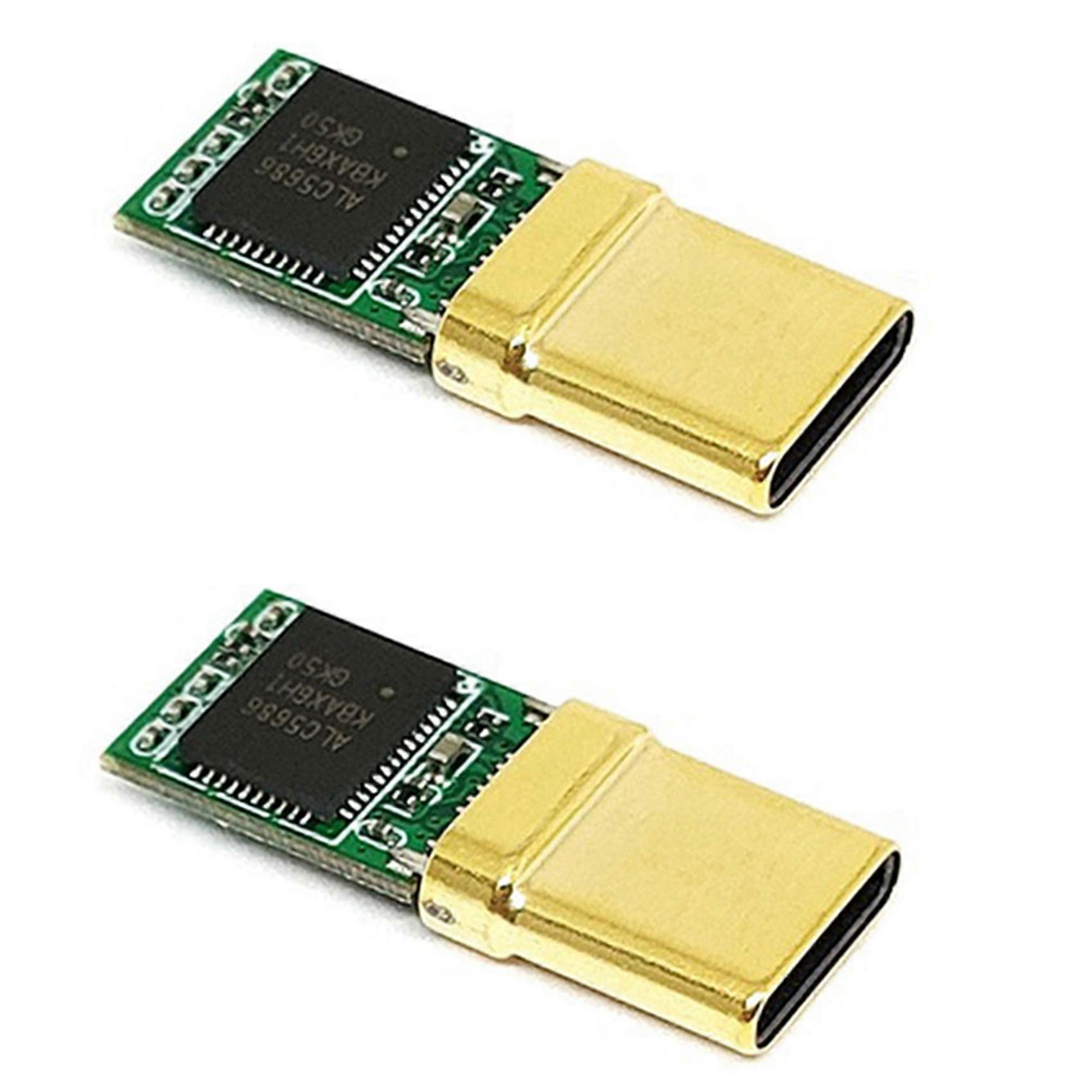 2X USB-C Male Plug, Decoder Chip ALC5686, Gold-Plated 1U, 32Bit 384Khz Audio Plug, Fast Charge Connector DIY Adapter