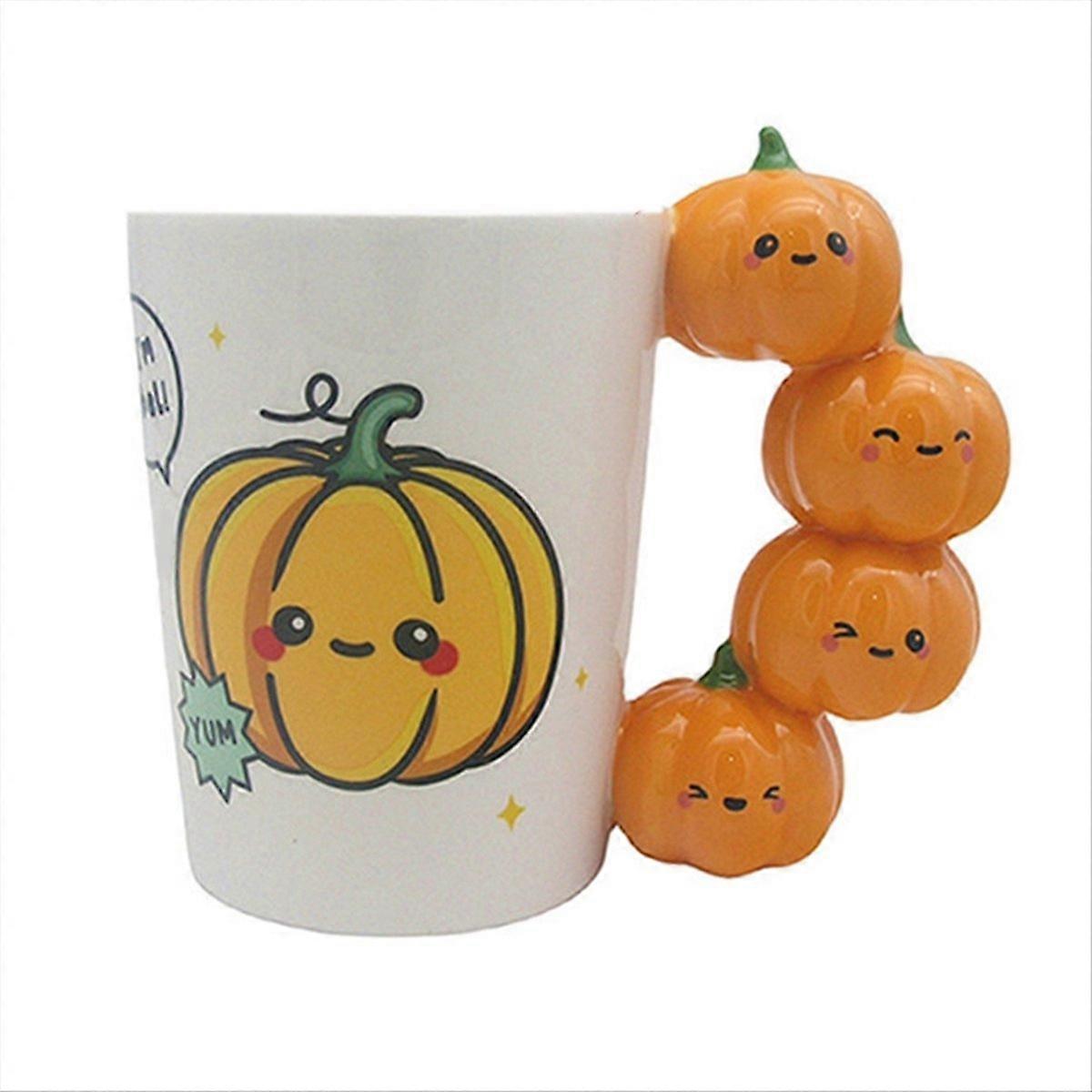 Ceramic Pumpkin Handle Mug-Beautiful Girl Design,