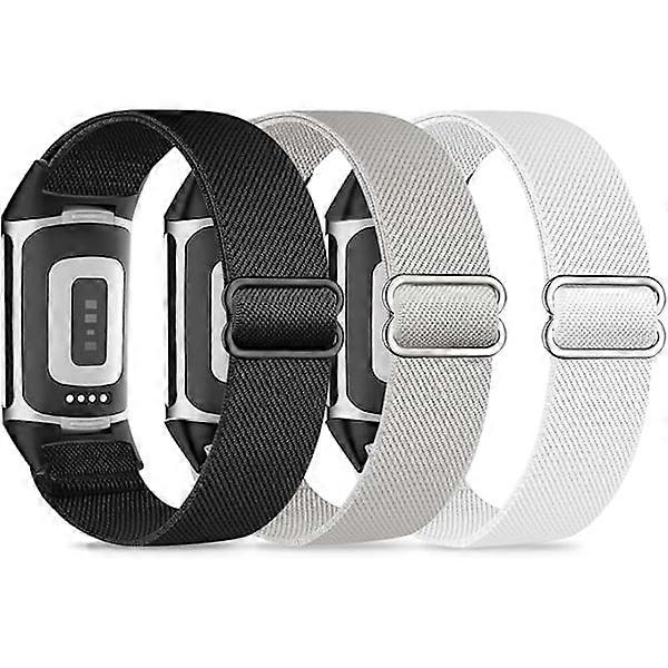 3 Elastic Wristbands, Compatible with Fitbit Charge 5/compatible with Fitbit Charge 6 Wristbands for Men and Women, Breathable and Adjustable F