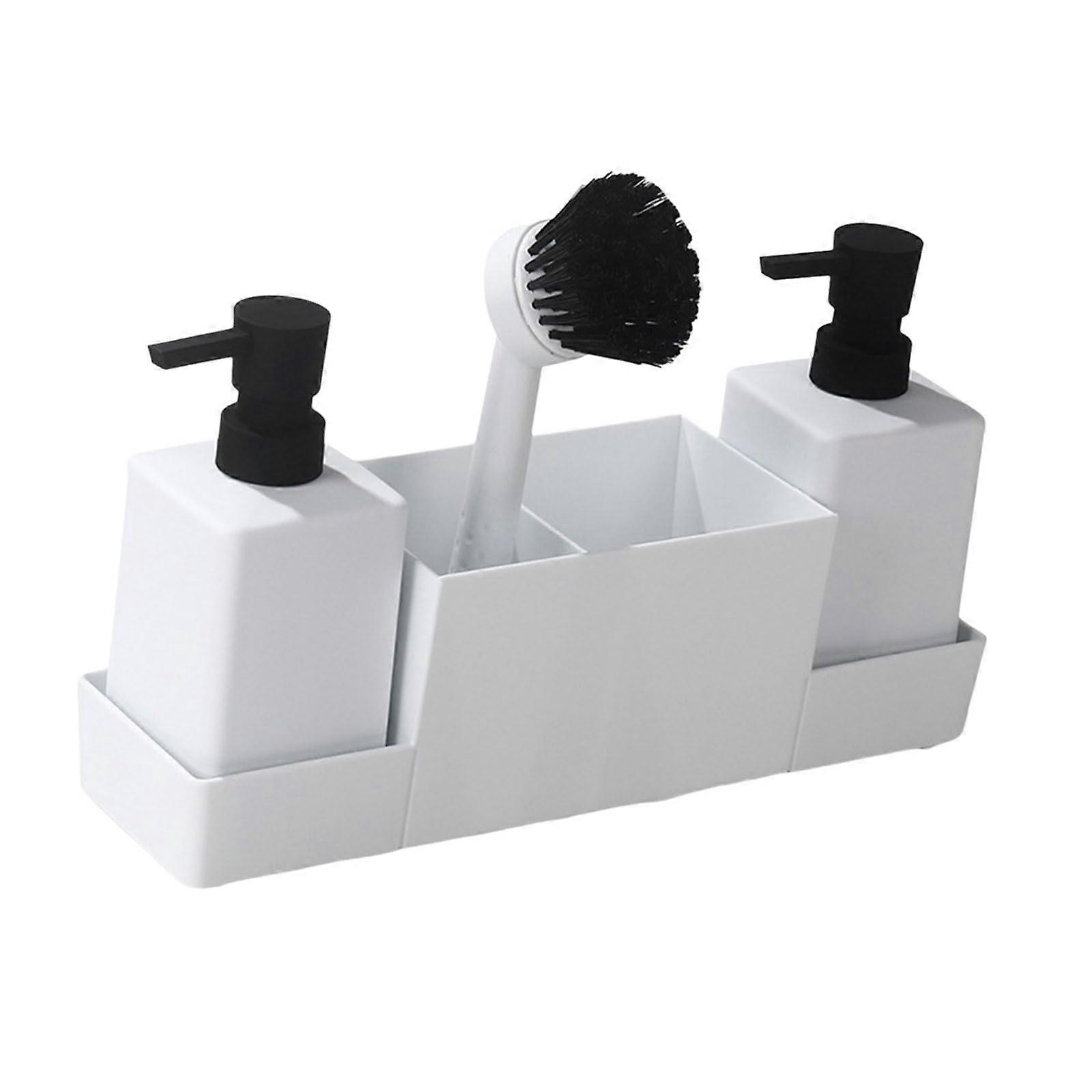 Kitchen Soap Dispenser with Sponge Holder and Storage Tray for Sink Organization White Ref: 4114
