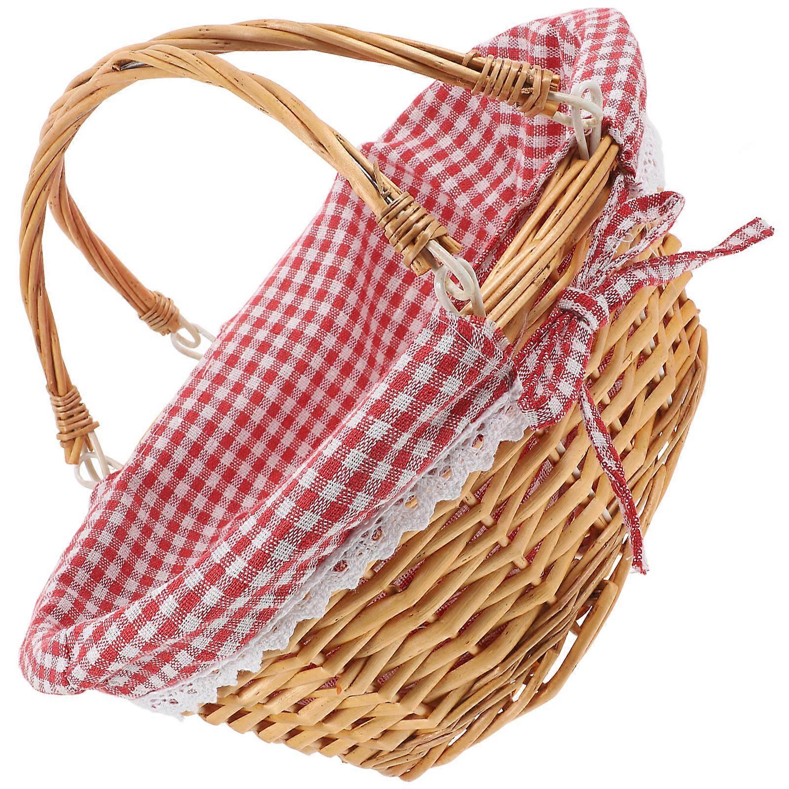 Woven Wicker Basket With Handle Ideal For Easter Celebrations Multi Functional Storage Durable Design 1Pcs
