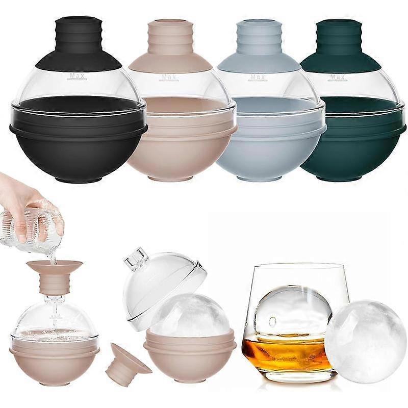 Large Ice Ball Molds for  &  with Funnel Lid - Big Sphere Ice Cube Trays for Drinks, , and ,  Round Ice Maker for Freezer (Set of 4) -  Easy