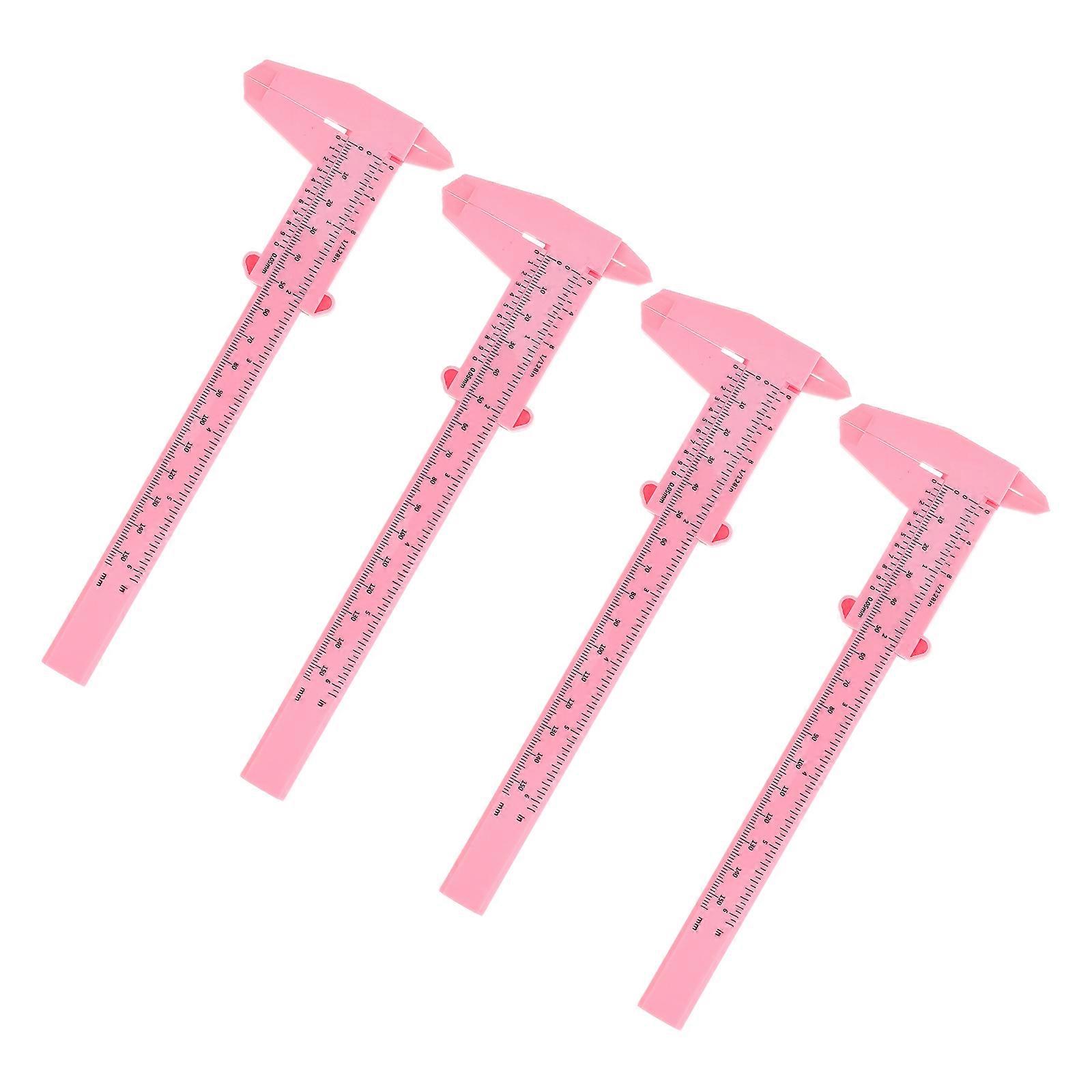 Manual Measuring Tool Plastic Caliper Precise Measurement Diy Projects 15 Cm Pink 4Pcs