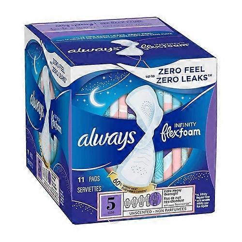 Always Infinity Size 5 Extra Heavy Overnight Pads With Wings Unscented, 11 Count