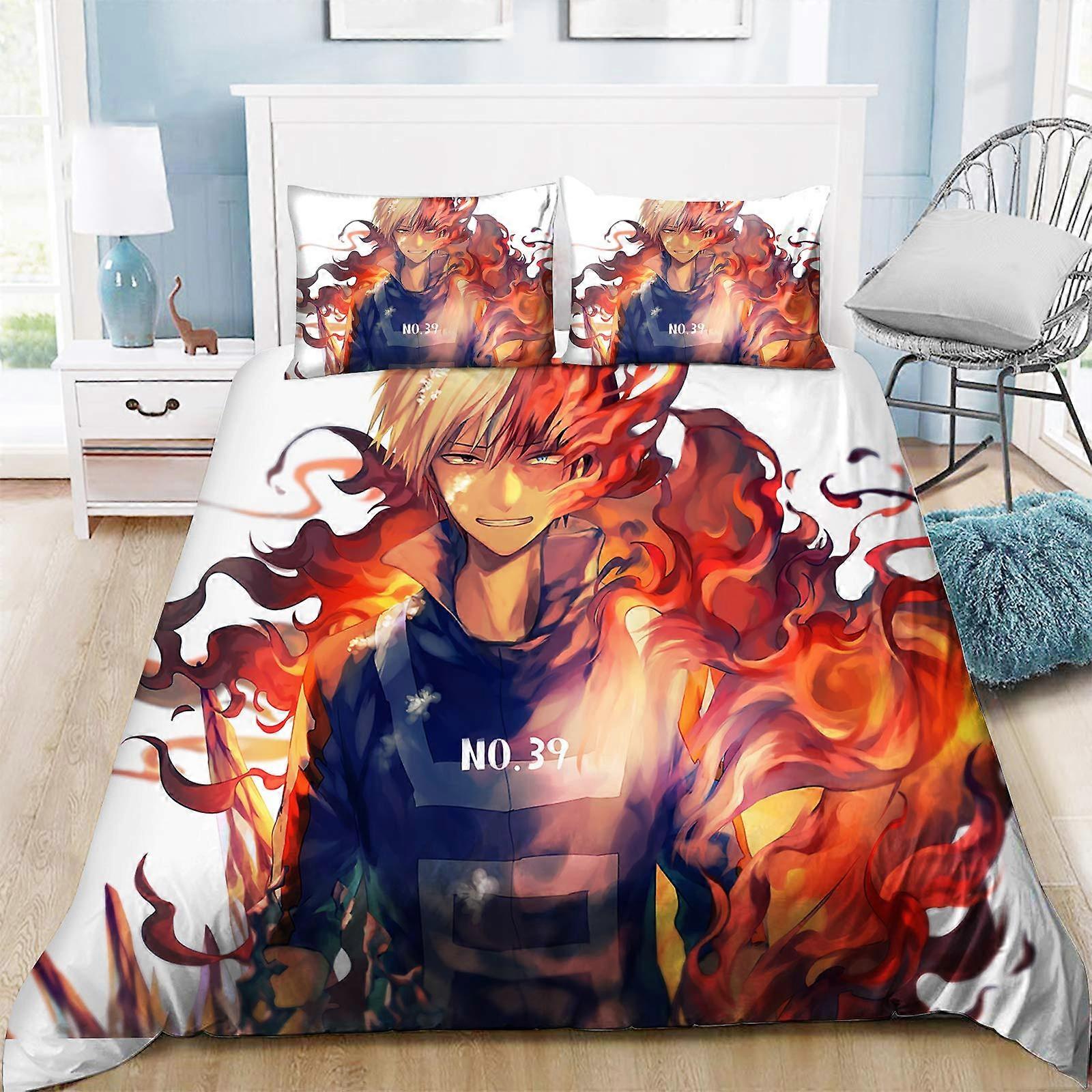 Bedding Set Twin Size 3D Anime Print Soft Breathable Duvet Cover with Pillowcases