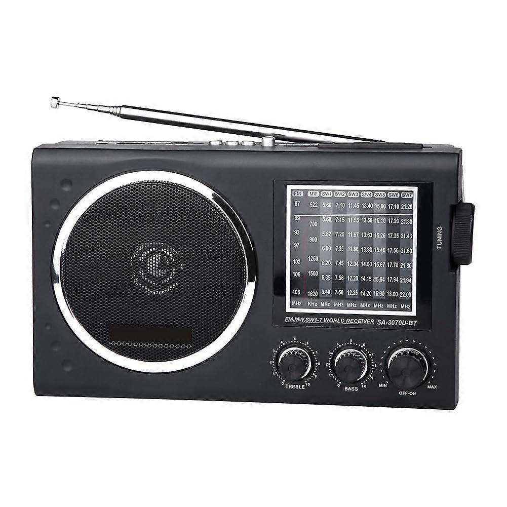 Radio With Bluetooth MP3 SW FM AM Adjustable Band Black OldFashioned Style