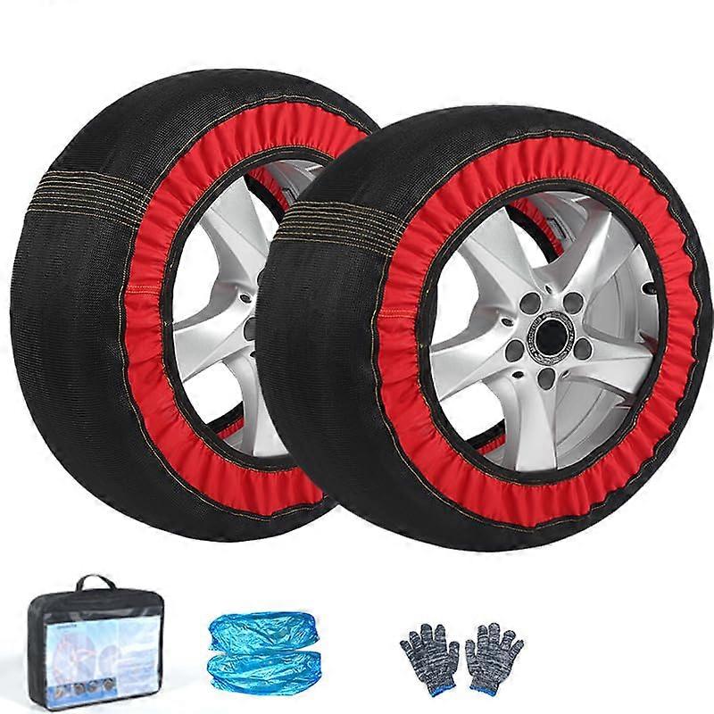 Tire Snow Socks 2 Pack Universal Elastic Fit for Enhanced Winter Traction with Storage Bag and Gloves
