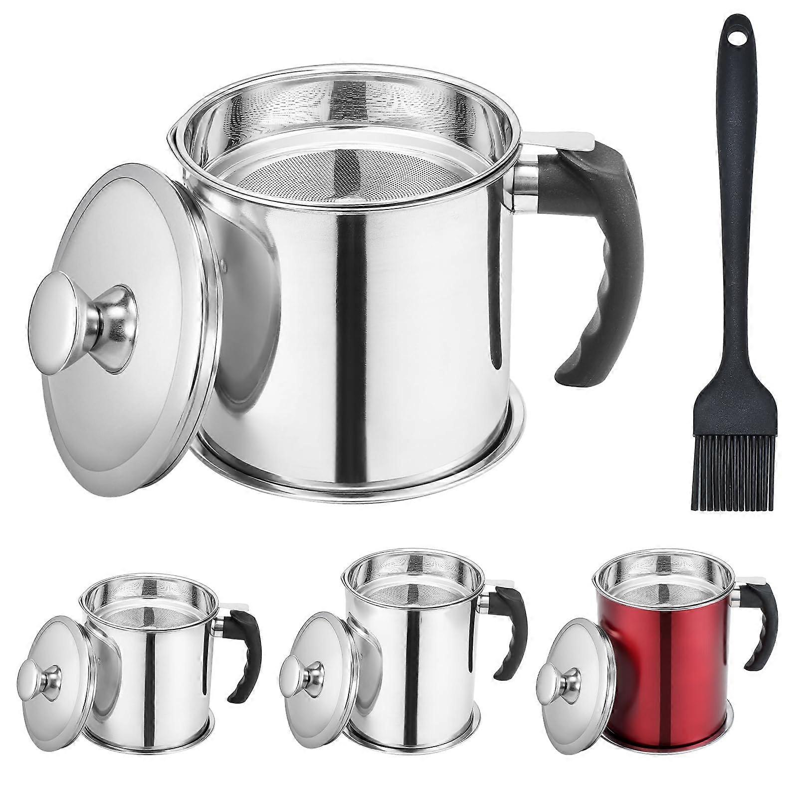 1.8L Bacon Grease Container with Strainer and Lid, Oil Storage Keeper for Kitchen Cooking