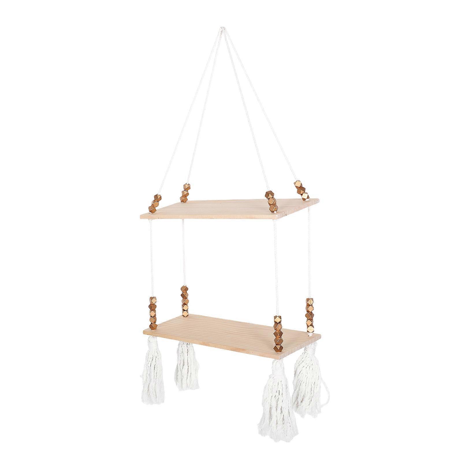 Macrame Boho Shelf Wood Wall Shelf for Storage Multi Color Design