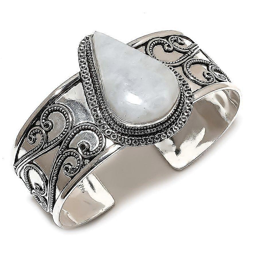 Moonstone Gemstone 925 Sterling Silver Cuff Bangle Adjustable