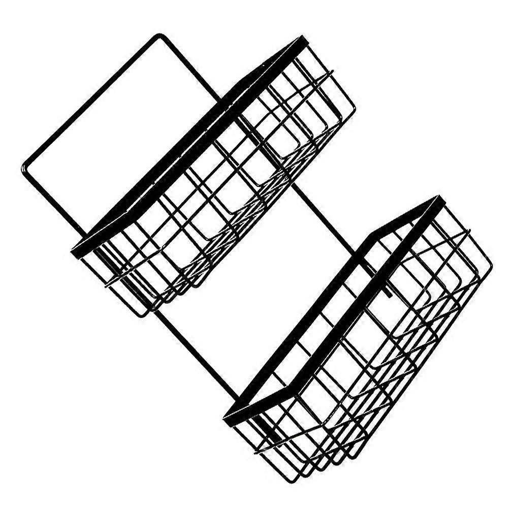 Bathroom Storage Rack Wall-Mounted Holder for 1Set with Black Iron Material