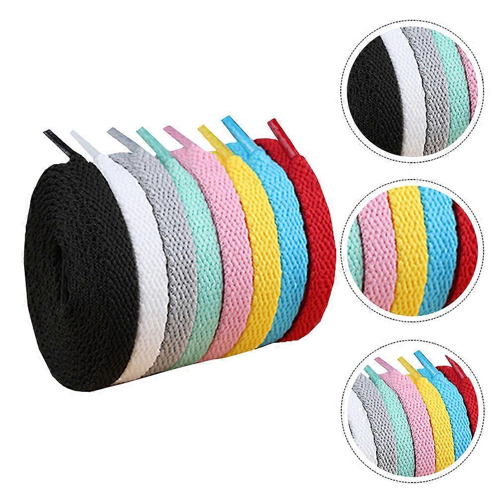 8 Pair Flat Polyester Sneaker Shoelaces Assorted Color Casual Daily Strings High Visibility 160Cm