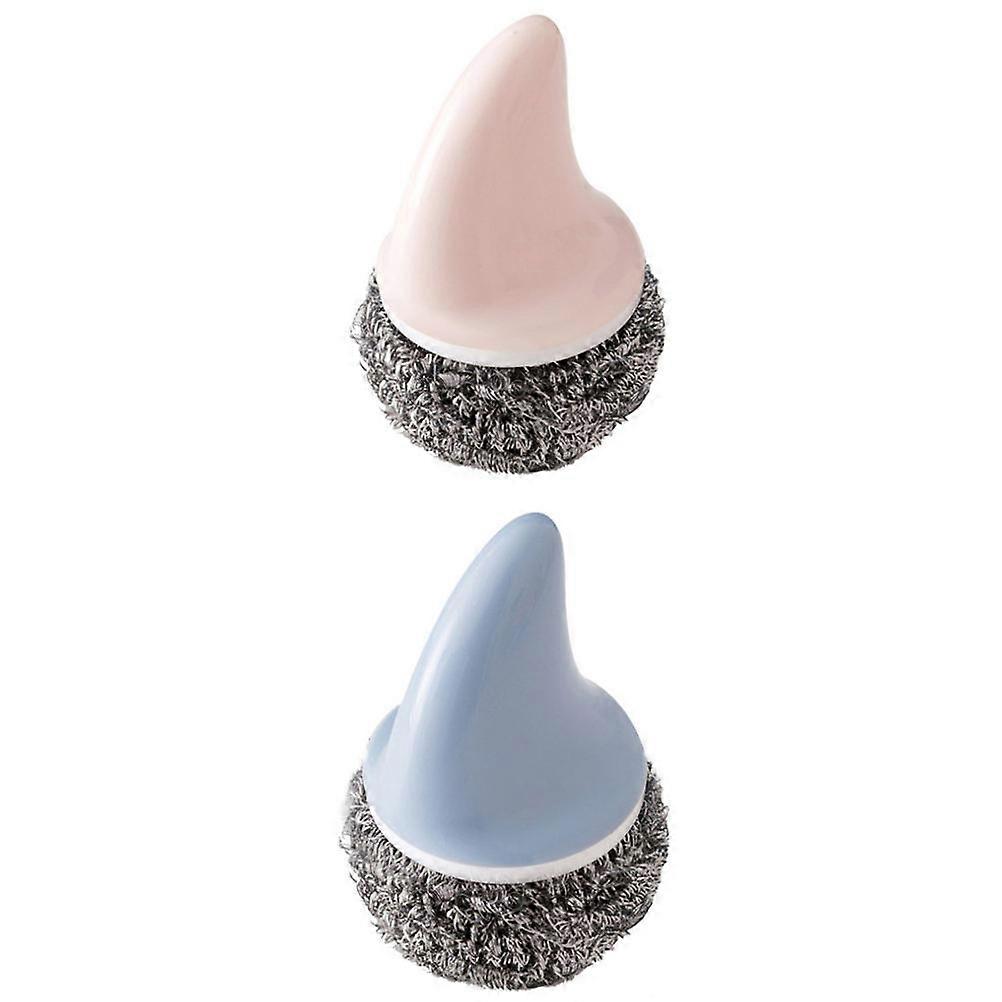 Steel Wire Ball Pot Scrubber Efficient Kitchen Cleaning Brush 2Pcs