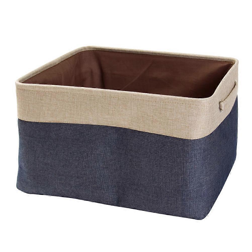 Clothes Storage Box Rectangular Cotton Linen for Storage 3Pcs Blue