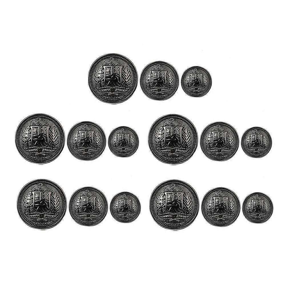 Metal Shield Button Coat Decorative Buttons with Shield Pattern Design 60Pcs
