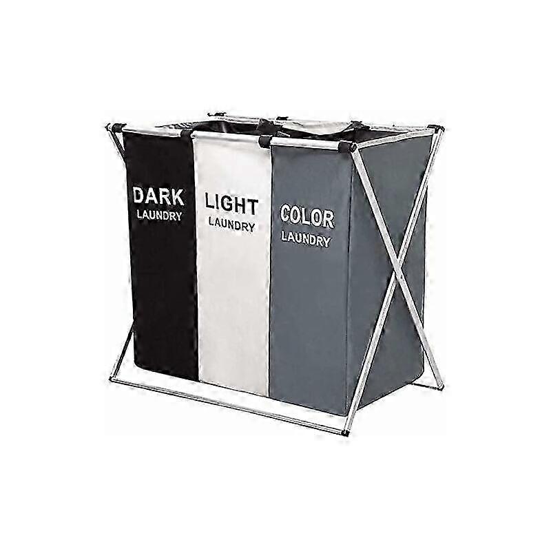 Freestanding Laundry Hamper with Foldable 3 Sections, Lightweight and Easy Move for Efficient Laundry Sorting at Home Dormitory (68x38x60cm)