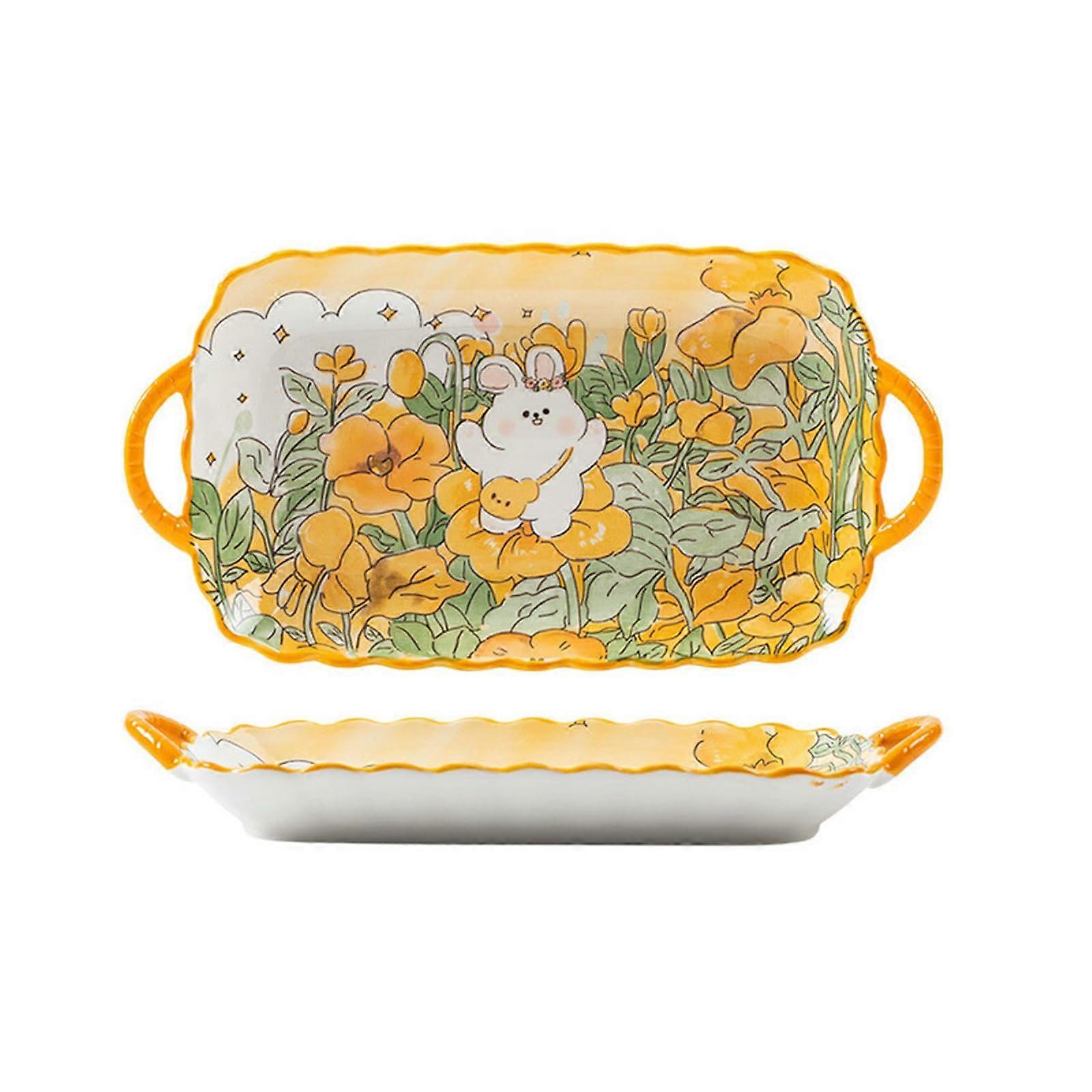 11 Inch Ceramic Fish Serving Platter Microwave Dishwasher Safe Scratch Resistant Dinner Plate