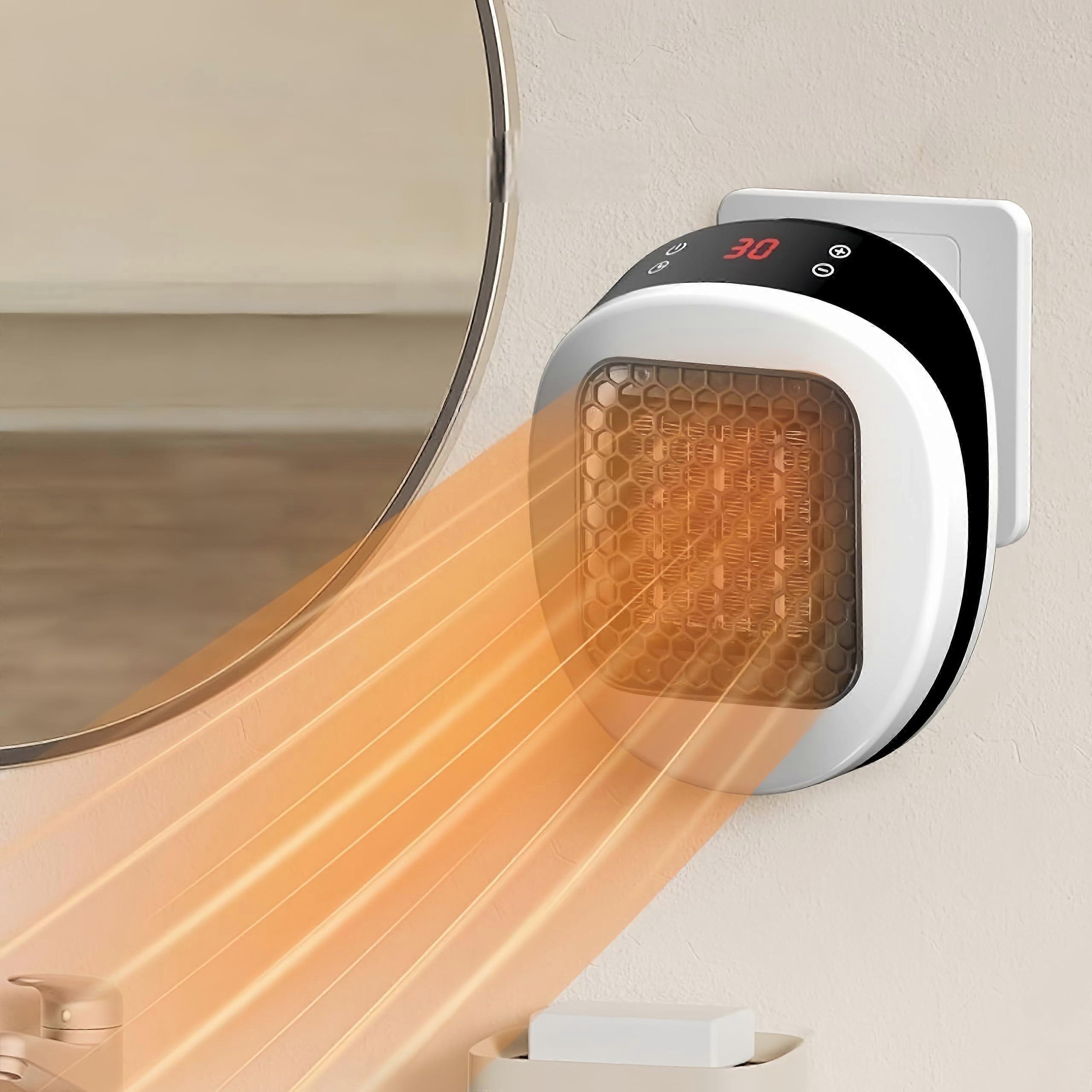 600W Ceramic Space Heater with Fast Heating, Remote Control, Quiet Wall Plug for Bedroom Bathroom White