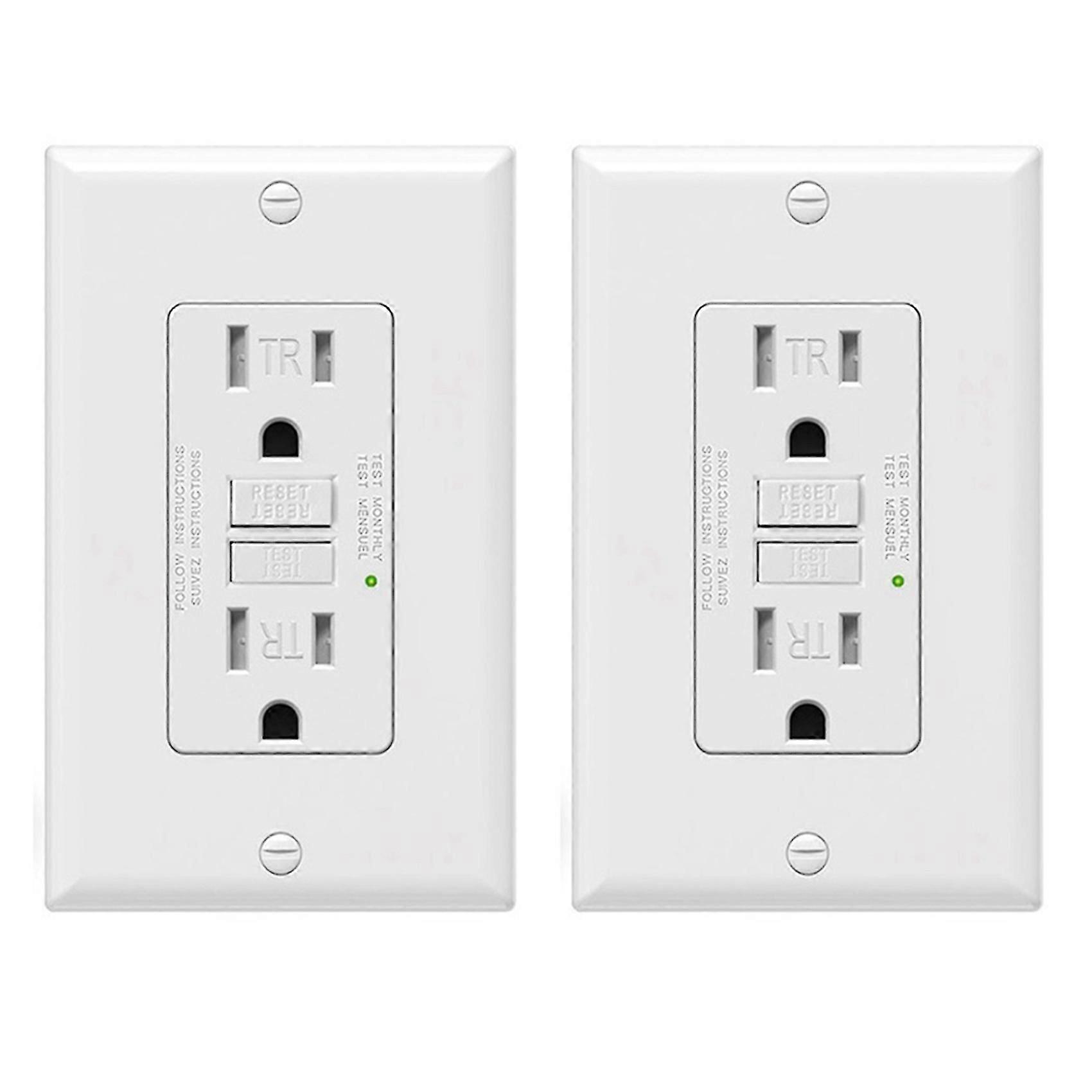 GFCI Outlet 15 Amp, Self-Test GFI Electrical Outlet, White