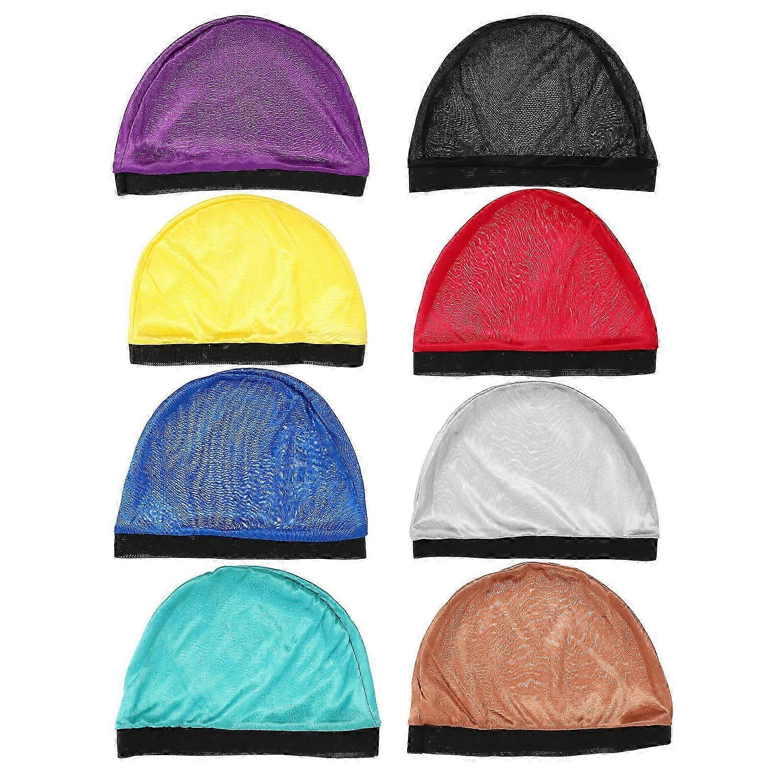 Elastic Silky Men Wave Cap Wig Cap Wine Red Workmanship 8Pcs