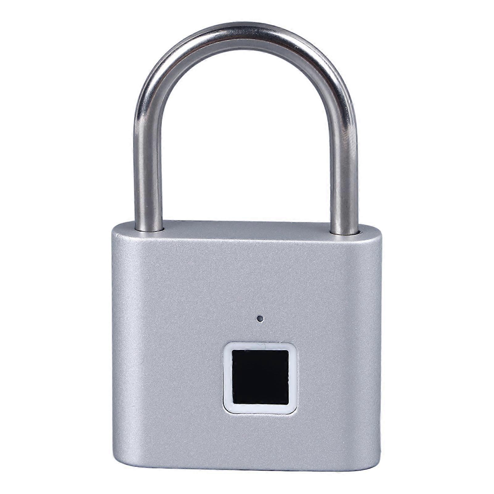 Fingerprint Padlock with Fast Unlock, Keyless Secure Access, Weatherproof Stainless Steel, Silver