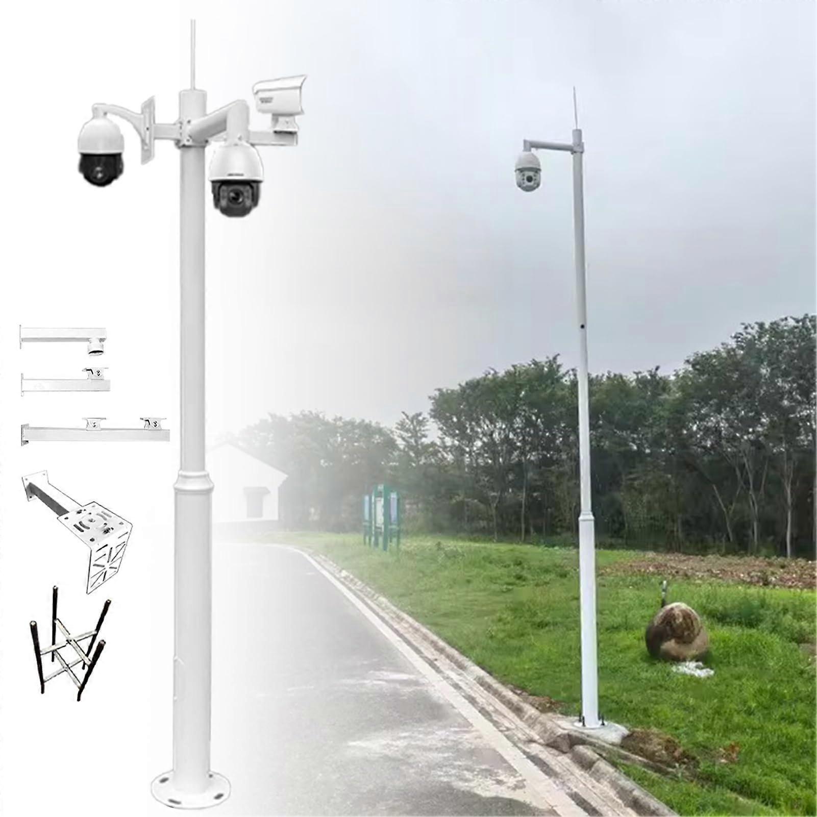 Outdoor Security Camera Pole 3.5m Galvanized Weatherproof Detachable Yard Stand Adjustable Height