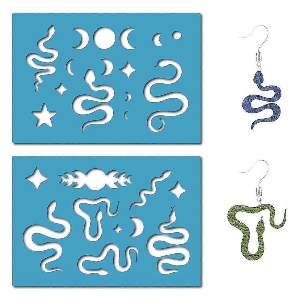 Acrylic Earring Handwork Template Card Leather Cutting Stencils Deep Sky Blue Snake Pattern 130x90x2mm 2pcs/set