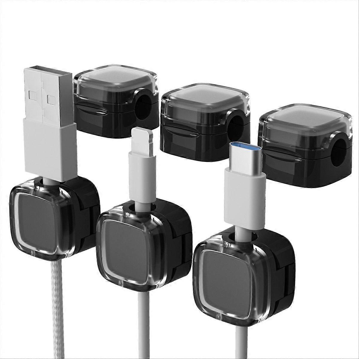 6pcs Magnetic Cable Management Clips Data Cable Black