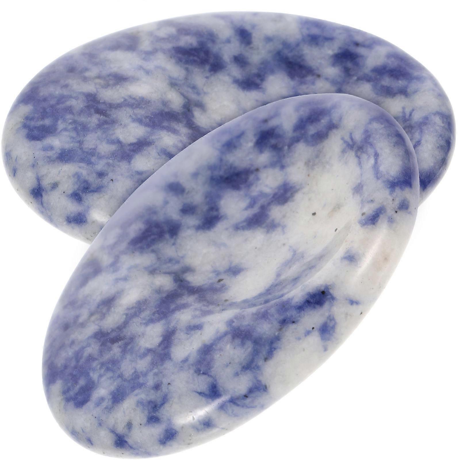 Natural Thumb Stone for 2Pcs Mini Massage Stones Blue