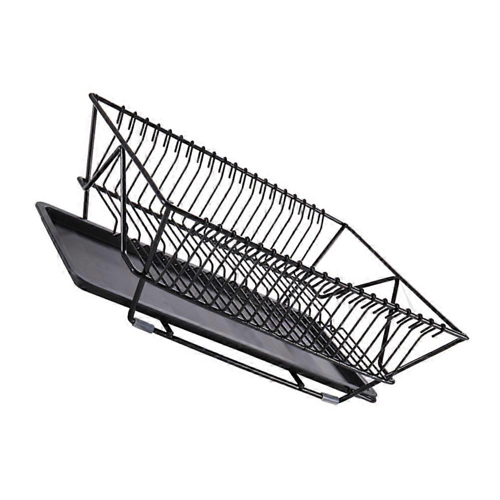 Black Dish Drying Basket Kitchen Drainer with Tray for Home Use