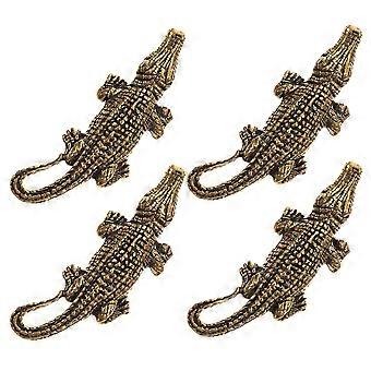 4pcs Brass Figurine: Retro Small Crocodile Statue For Desk Decor - Detailed Miniature Alligator Sculpture - Unique Tea Pet Ornament For Office