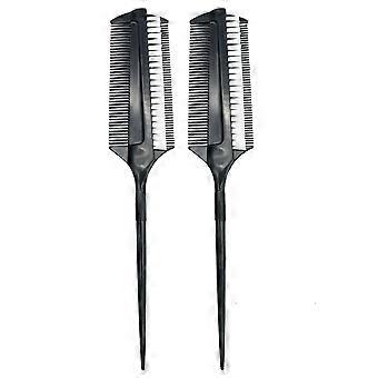 2pcs Double Sided Hair Coloring Comb Dye Brush Portable Hair Tint Brush for Home DIY Salon Barber