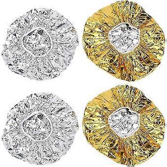 4pcs Disposable Aluminum Foil Hair Coloring Cap, Elastic Heat Shower Cap for Deep Conditioning