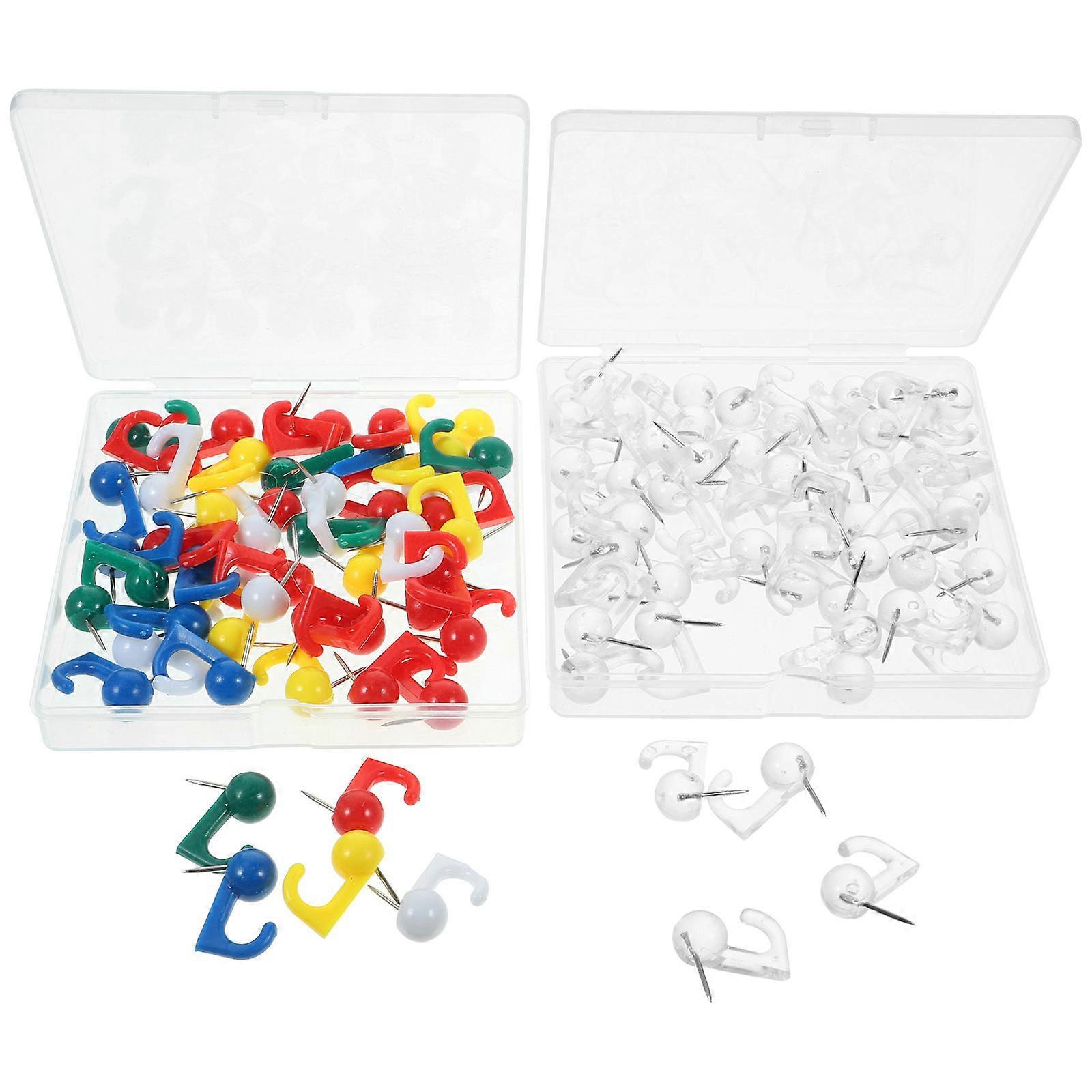 Assorted Color Push Pins Hooks for Office and Craft 2 Boxes