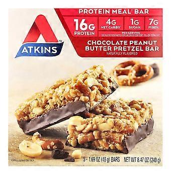 Atkins, Protein Meal Bar, Pretzel de Manteiga de Amendoim de Chocolate, 5 Bares, 1,69 oz (48 g) Cada