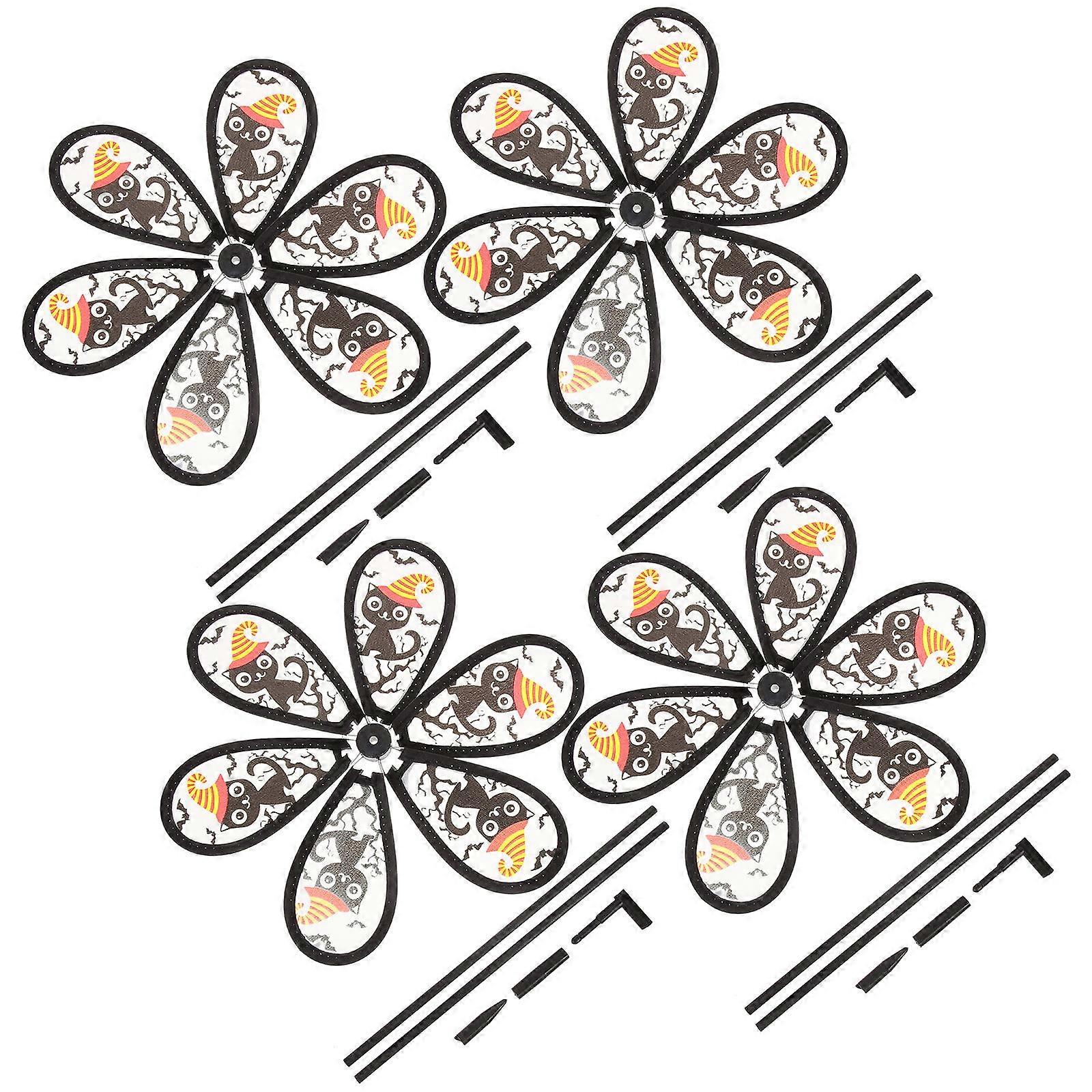 Halloween Themed Pattern Windmill Single Layer Cloth 4Pcs for Party